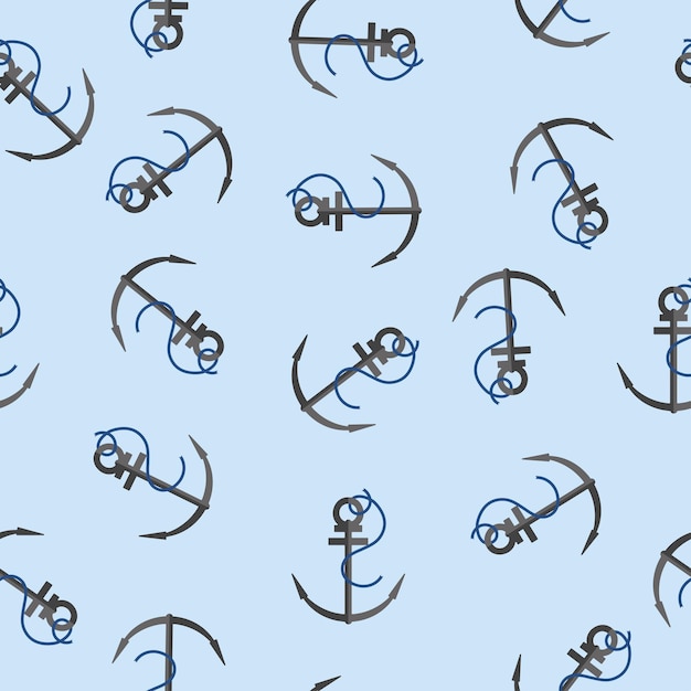 Vector nautical vector anchor seamless pattern