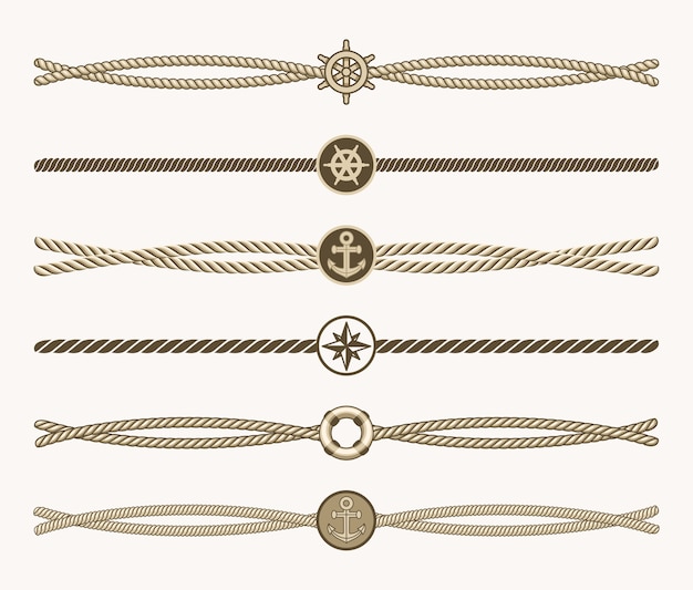 Nautical vintage rope vector dividers