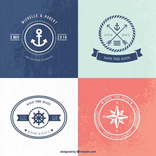 Nautical wedding logo templates