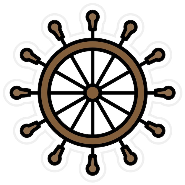 Vector nautical wheel-icon vectorbeeld kan worden gebruikt voor kaart en navigatie