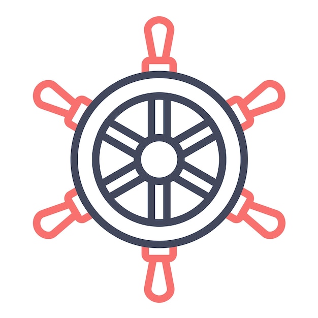 Nautical Wheel Vector Illustration Style