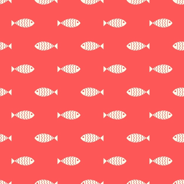 Nautisch naadloos patroon met zwemmende cartoonvissen