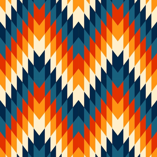 Navajo-stijl naadloos patroon met retro kleurenpalet - etnisch geometrisch kleurrijk printontwerp
