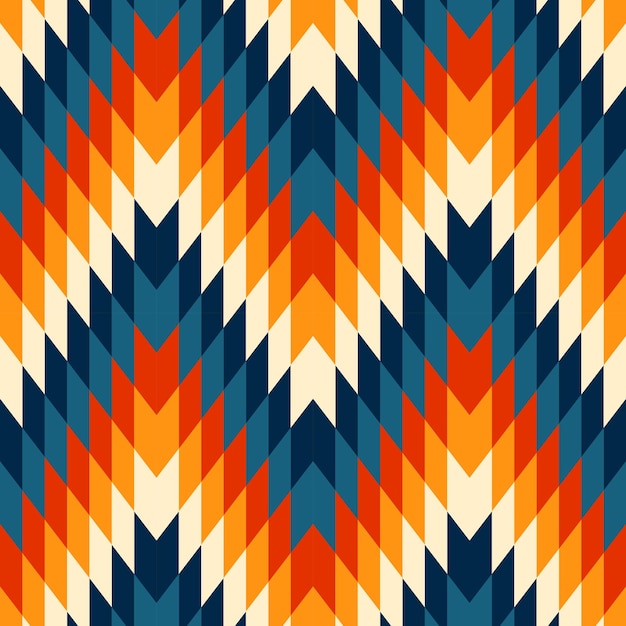 Vector navajo-stijl naadloos patroon met retro kleurenpalet - etnisch geometrisch kleurrijk printontwerp