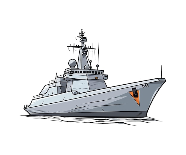 해군 구축함 선박 그림 흰색 배경에 벡터 해군 구축함 선박 그림