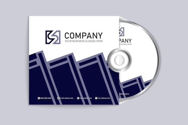 nave blue colored simple cd cover and label design