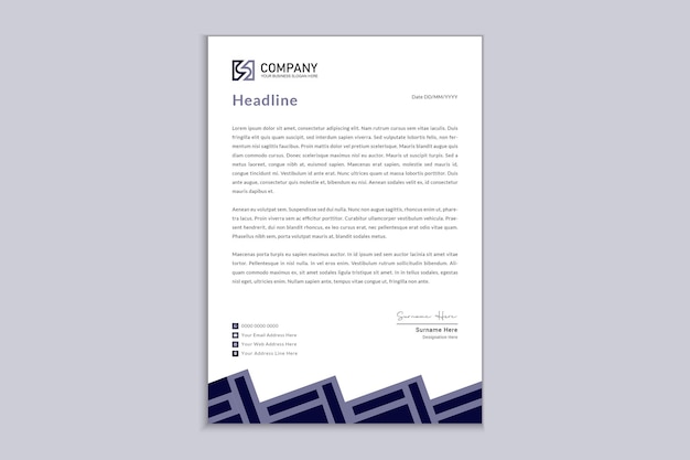 Nave blue colored simple letterhead design