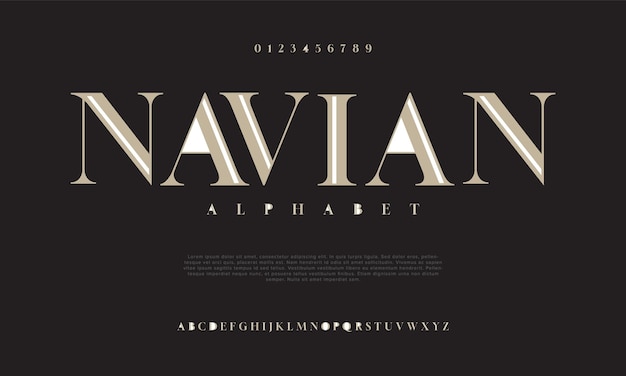 Navian premium luxury elegant alphabet letters and numbers Elegant wedding typography classic serif