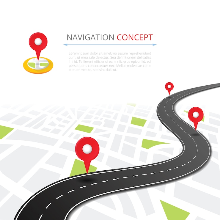Vector navigatieconcept met pin-aanwijzer