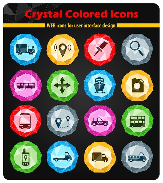 Navigation bright colored crystals icons