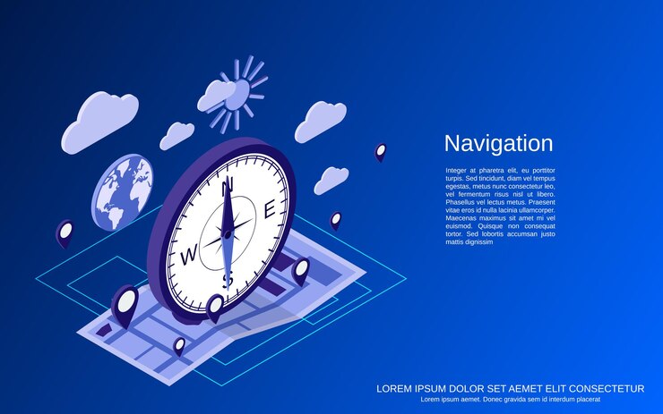 Vector navigation flat 3d isometric concept illustration