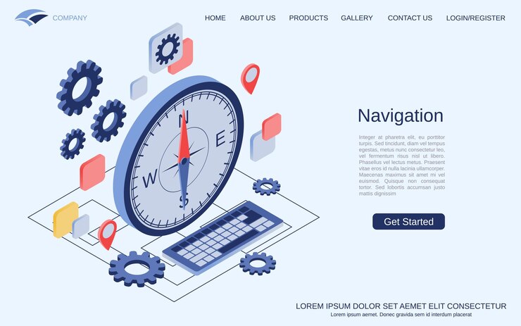 Vector navigation flat 3d isometric vector concept illustration