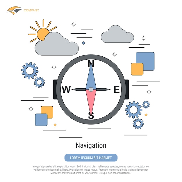 Navigation flat contour style vector concept illustration