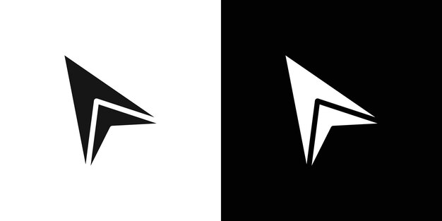 Navigator arrow icon Black line art vector logo set