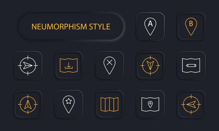 Vector 导航设置图标b位置指针标记指针尖地图交叉a上下左右星号笔标记地图图表新形态在空间概念中的方向