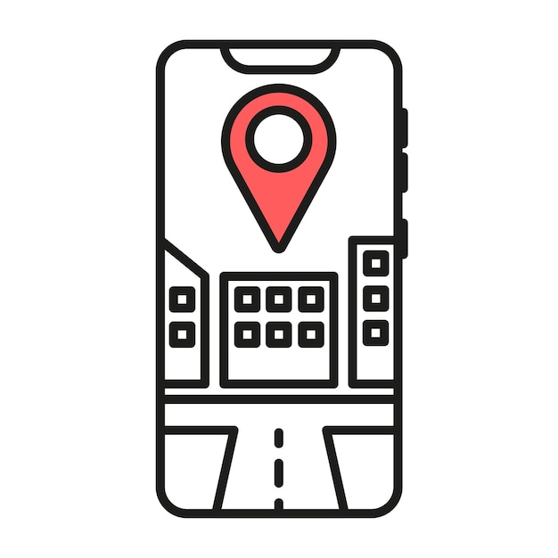 ナビゲーター 画面上の GPS 画像を含むシンプルな線形アイコン