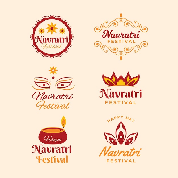 Vector navratri badges collectie