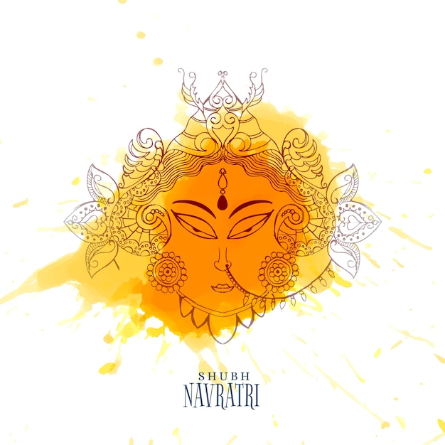 Illustrazione di celebrazione navratri con il viso terra durga