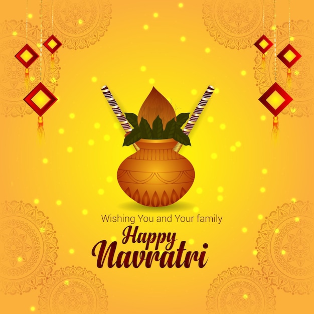 Navratri creative background with kalash