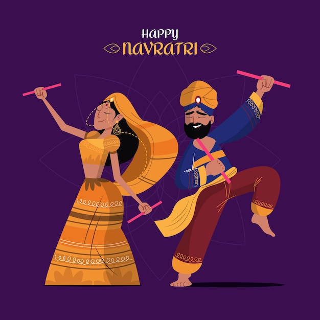 Navratri - dandiya dansers illustratie