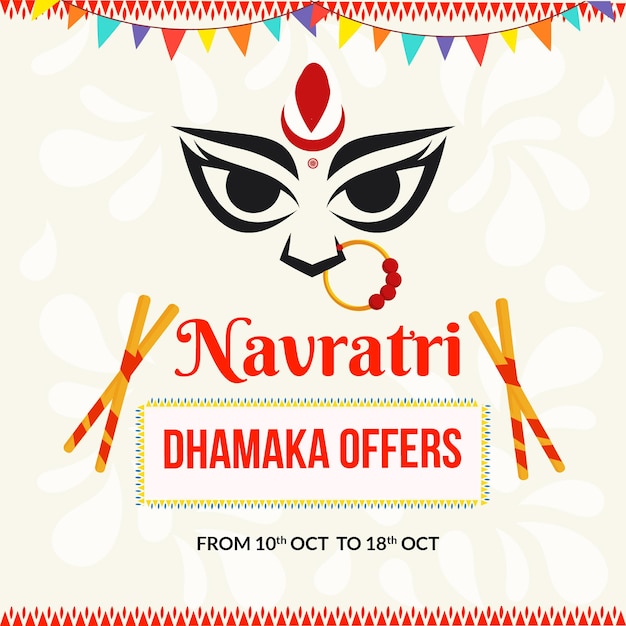 Vettore navratri dhamaka offre un modello di progettazione banner