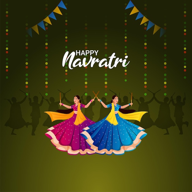 Navratri festival met vector illustratie