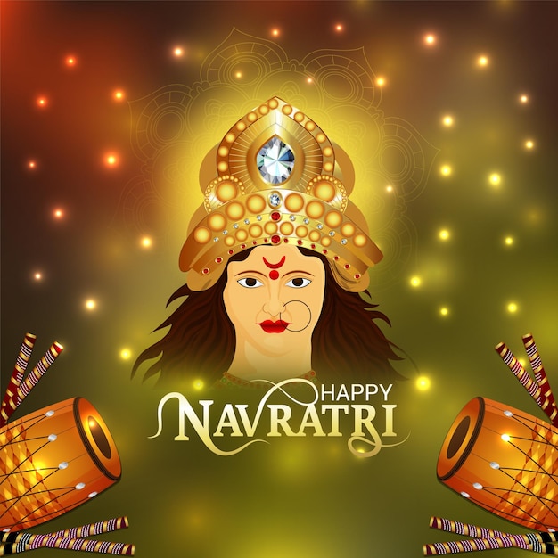 Navratri indian festival vector illustration of goddess durga