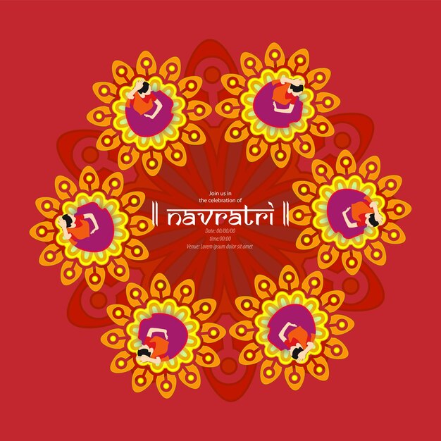 Navratri is een negendaags festival voor de godin Durga Durga Puja-vieringsposter