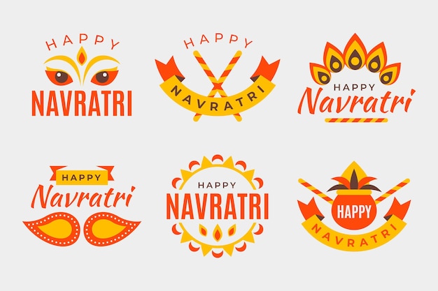 Vector navratri traditional badges collection
