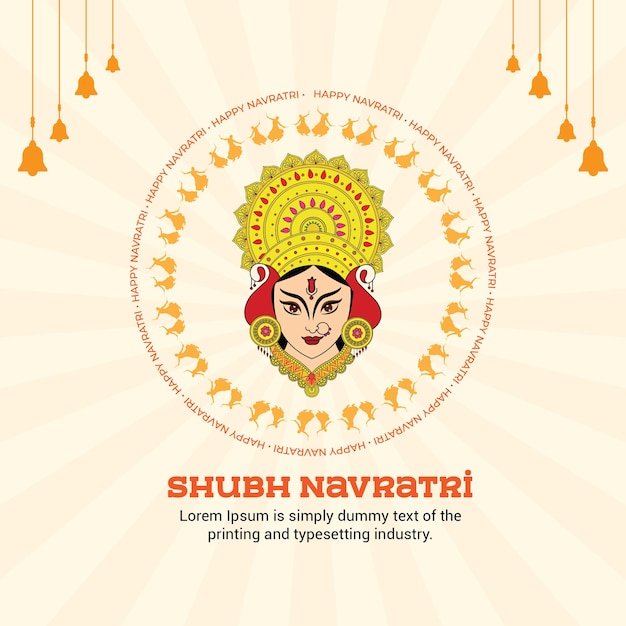 Vector navratri wishes template design - festival banner design template with durgaa maa face