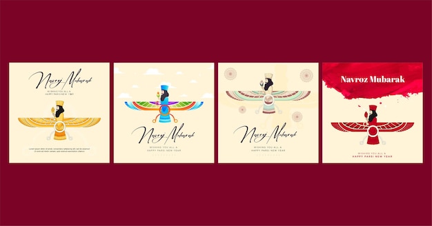 Navroz mubarak parsi nieuwjaar banner template