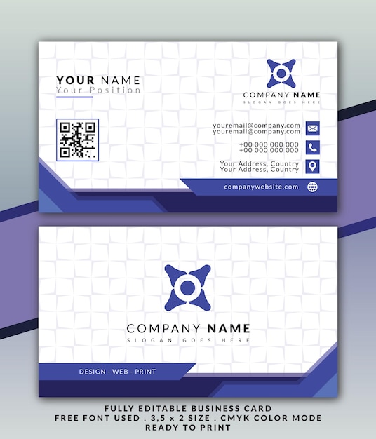 Navy blue business card design template