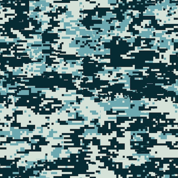 Vector navy blue digital camouflage seamless pattern design navy blue sea color pattern