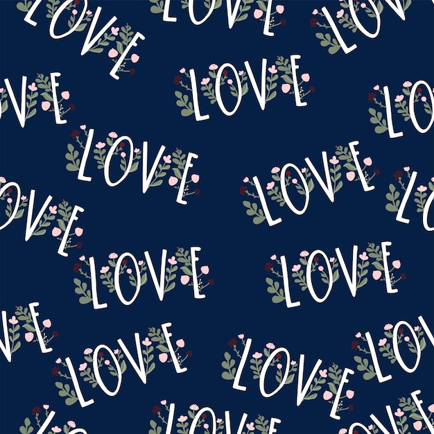 Navy blue fabric with white letters that say love on it