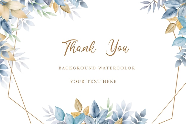 Vector navy blue leaves and gold watercolor background