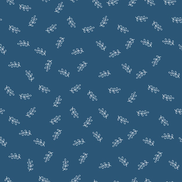 Navy seamless pattern with white flower leaves.