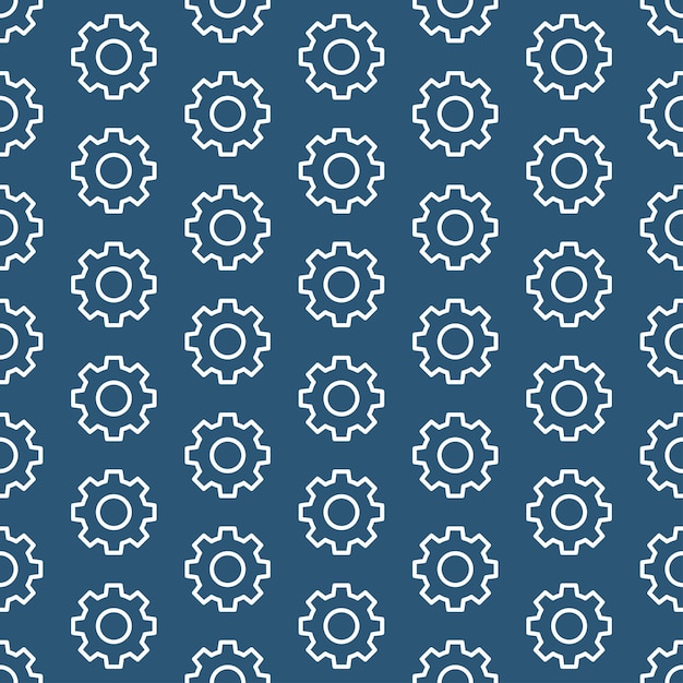 Navy seamless pattern with white gears
