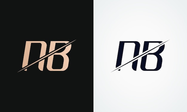 Nb 문자 로고 디자인 벡터 템플릿 금색과 검은색 문자 Nb 로고 디자인