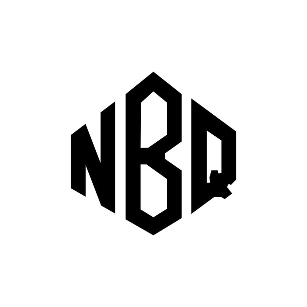다각형 모양의 NBQ 글자 로고 디자인 NBQ 다각형 및 큐브 모양 로고 설계 NBQ 육각형 터 로고 템플릿 색과 검은색 NBQ 모노그램 비즈니스 및 부동산 로고
