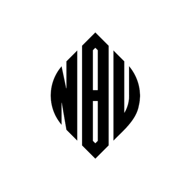 Дизайн логотипа nbu с круговой буквой в форме круга и эллипса nbu эллипсовые буквы с типографическим стилем три инициалы образуют логотип круга nbu круг эмблема абстрактная монограмма письмо марка вектор