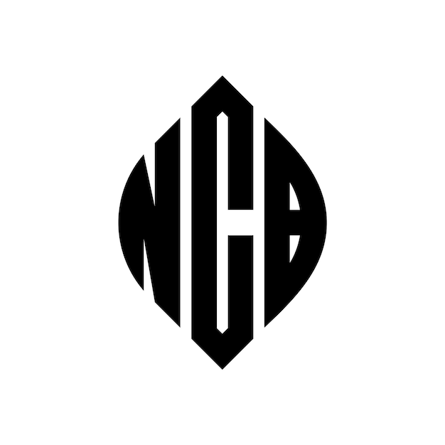 Vettore il logo della ncb è costituito da una lettera a cerchio con forma di cerchio e di ellisse, le lettere a ellisse con stile tipografico, le tre iniziali formano un logo a cerchio, l'emblema circolare, il monogramma astratto, la lettera, il segno e il vettore.