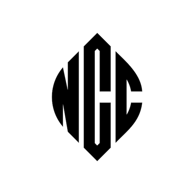 Вектор Дизайн логотипа ncc круговой буквы с формой круга и эллипса ncc эллипсовые буквы с типографическим стилем три инициалы образуют логотип круга ncc круговая эмблема абстрактная монограмма письмо марка вектор