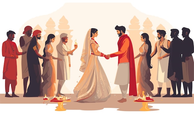 ndian wedding vector flat minimalistic isolated illustration