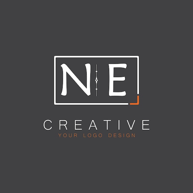 Первоначальная монограмма логотипа NE для Creative с квадратным стилем дизайна
