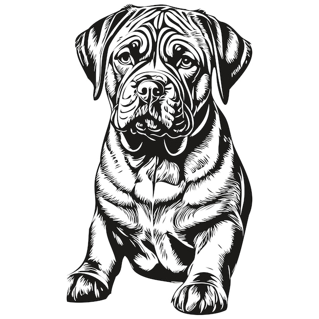 Neapolitan Mastiff dog vector graphics hand drawn pencil animal line illustration realistic breed pet