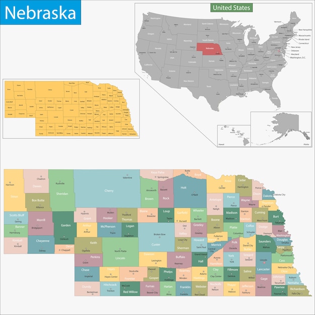 Vettore mappa del nebraska