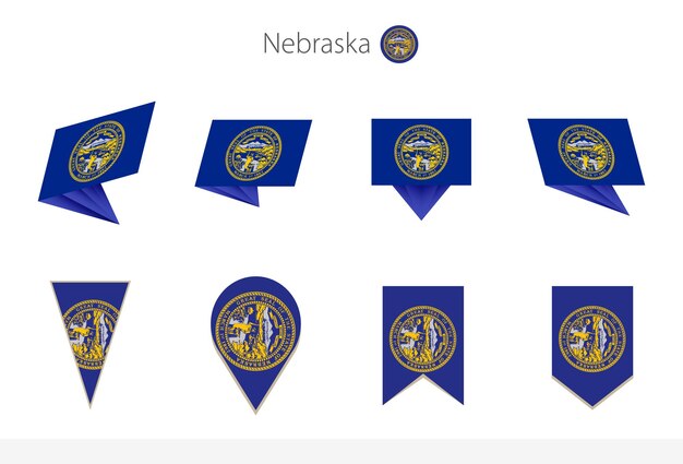 Nebraska US State flag collection eight versions of Nebraska vector flags