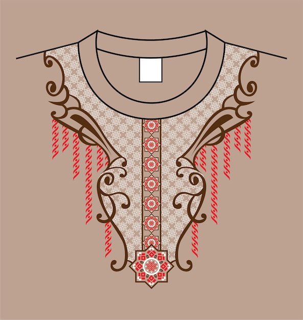 Vector neck design embrodery in sand color background