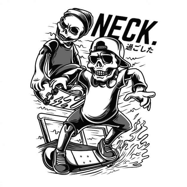 Neck inc black and white illustration