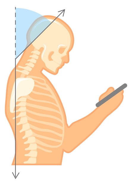 Neck position for smartphone using Standing human posture